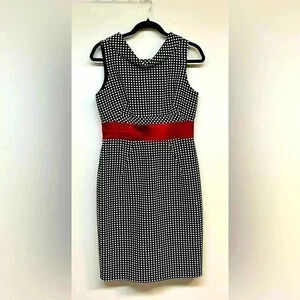 Donna Ricco professional work/office dress.  Black-and-white polkadot sheath.